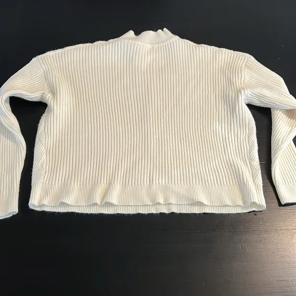 Cyrus‎ Womens Cream White Cable Knit Mock Neck Sweater Large Diamond Textured - Image 6