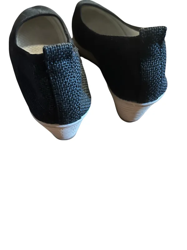 Black Closed Toe Canvas Wedges Shoes Sz 41, US 10 Espadrille Jute Heel - Image 4