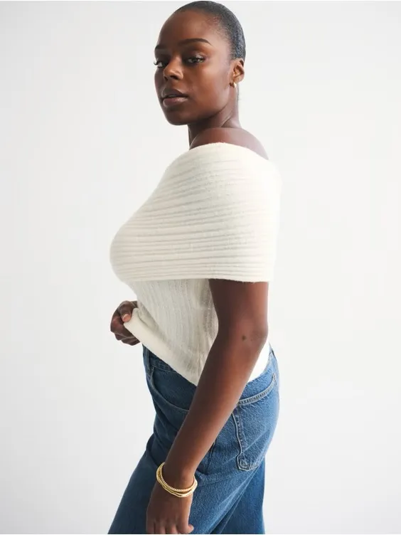 Abercrombie & Fitch Ribbed Foldover Off-The-Shoulder Sweater Top Size‎ XL - Image 5