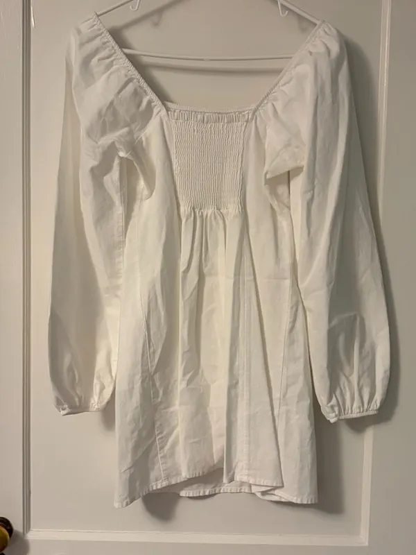 Free People Forget Me Not white puff sleeve mini dress size XS boho clean girl - Image 6