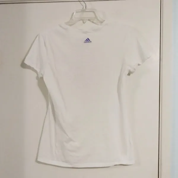 Adidas White & Purple Spellout Logo The Go-To Tee Tshirt - Image 2