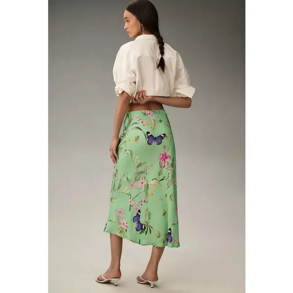 Anthropologie The Tilda Midi Slip Skirt Floral Butterfly Print Y2K 90s Medium - Image 6