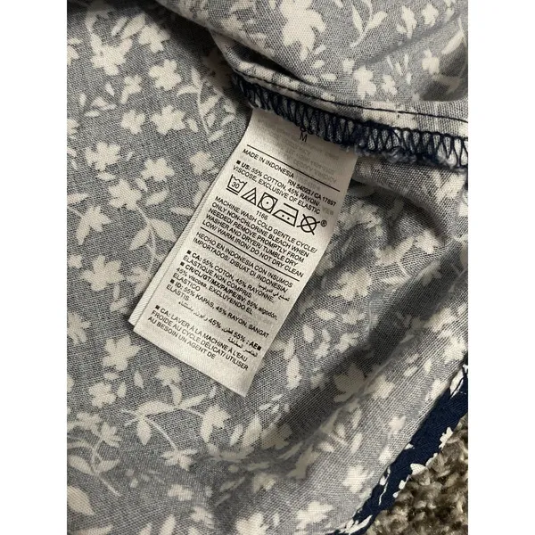 Old Navy Blue Waist-Defined Floral Mini Short Sleeve Dress M - Image 3
