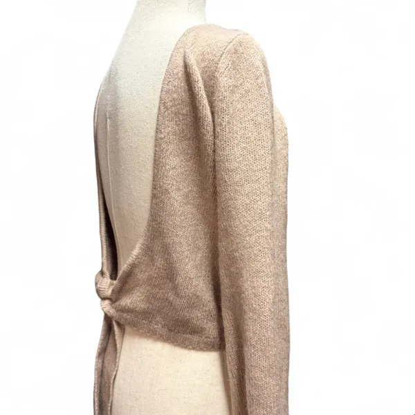 Abercrombie & Fitch Womens XS Tan‎ Reversible Tie Balletcore Cropped Cardigan - Image 2