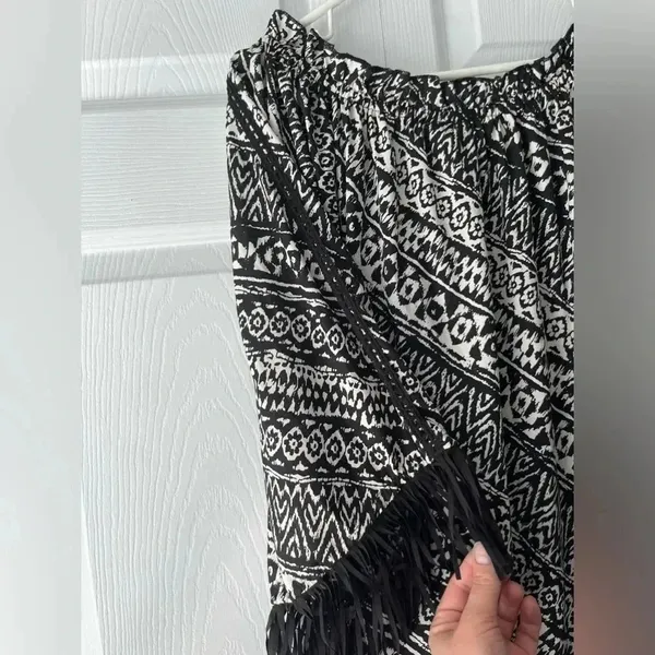 Cinco Ranch Womens Black/White Long Sleeve Tassel Dress Size Large - Image 6