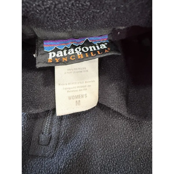 Patagonia Synchilla Black on Black Polar Fleece 1/4 Zip Women's Sweatshirt M - Image 3