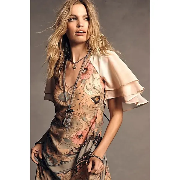Free People Bohemian Witchy Celestial Nights Maxi Dress in Fairy Combo Medium - Image 7