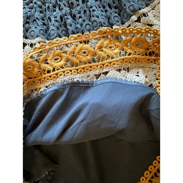 Maeve Dress Women 0 Blue Gold Sleeveless Crochet Fit And Flare Mini‎ Cottagecore - Image 10