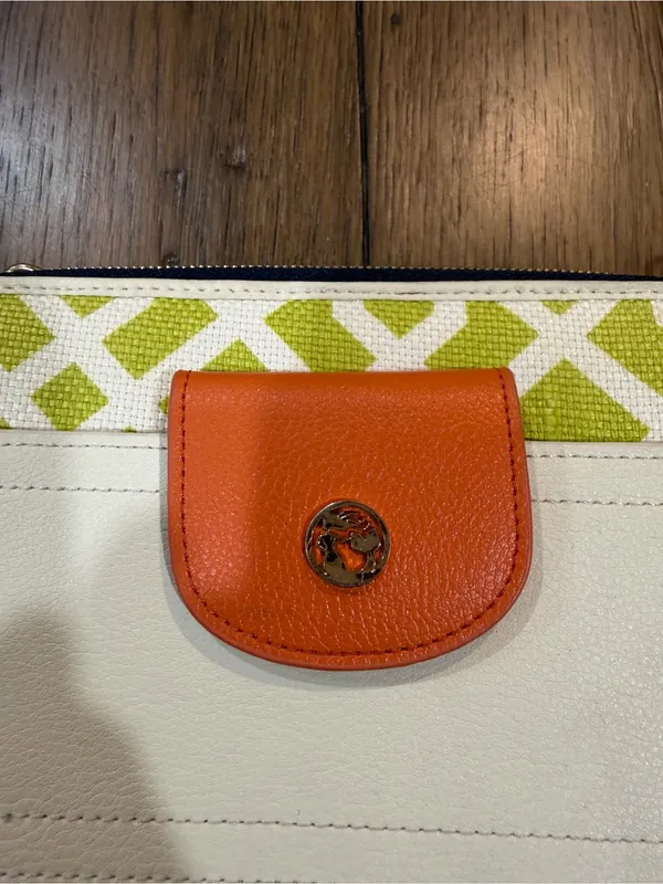 Spartina 449 Cream, Orange & Lime Crossbody Wallet like new - Image 2
