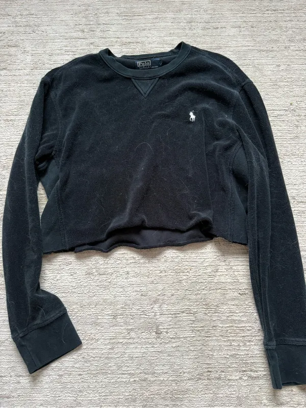 Polo Ralph Lauren Navy Cropped Sweater (Size Large) - Image 3