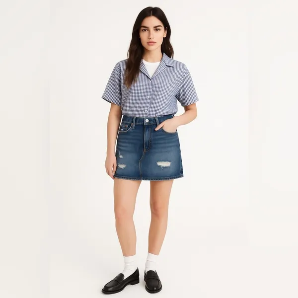 Levi’s Distressed Denim Mini Skirt W27 Vintage Inspired Y2K Festival Ready - Image 3