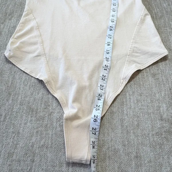 Free People Movement Bodysuit L Beige Scoop‎ Neck High Cut Stretch Leotard Thong - Image 7