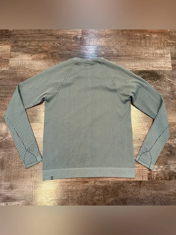 Lululemon Women Rest Less Pullover Striped Ribbed Long Sleeve Thumb Holes Medium - Image 4