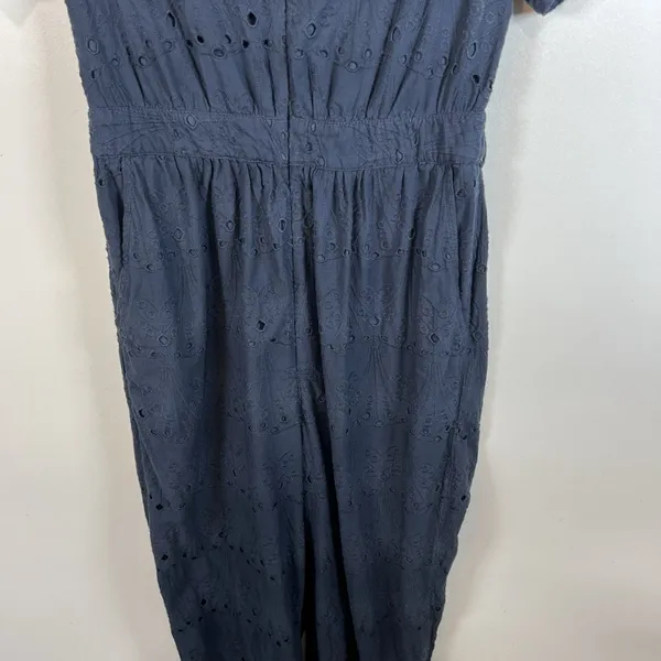 Whistles Navy Blue Eyelet Zoe Broderie Jumpsuit Women’s‎ Size 6 Missing Belt - Image 4