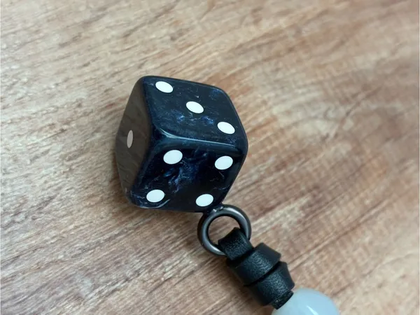 Coach Heritage Black Leather Loop Charm Keychain with Beads, Rexy Dinosaur, Dice - Image 7