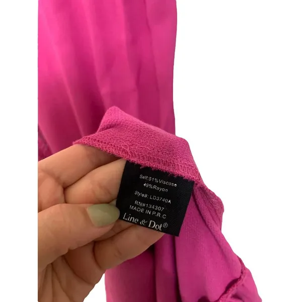 Line & Dot Hot Pink Maxi Dress‎ Ruffle Size Small - Image 4