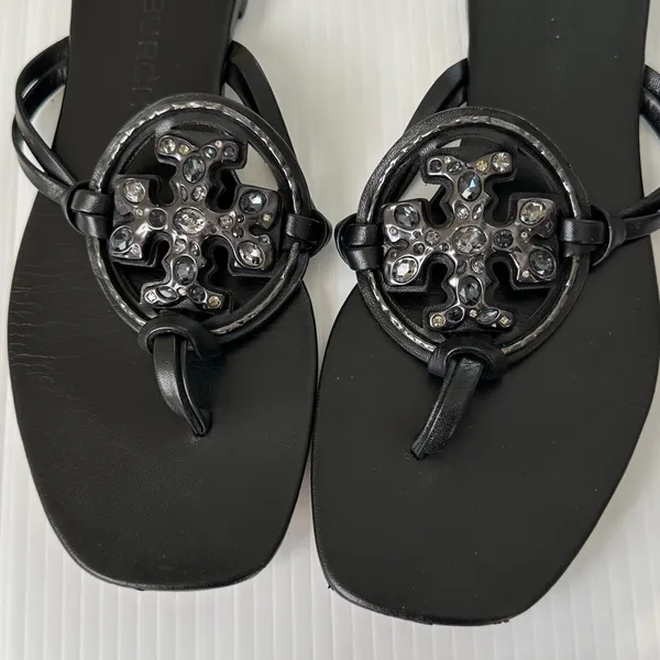 Tory Burch Jeweled Miller Sandals Perfect Black, 9.5 - Image 5