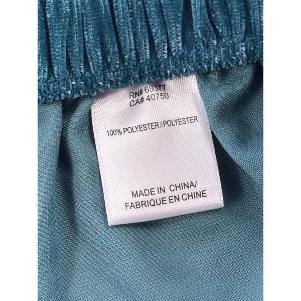 Wynne Collection Teal Blue Velvet Wide Leg Pants XL Elastic Waist Flowy‎ Elegant - Image 8