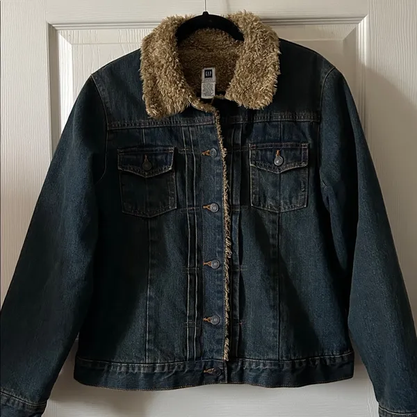 Gap Vintage 2003 Sherpa Lined‎ Jean Jacket Fleece Blue Denim Trucker Style Y2K - Image 14