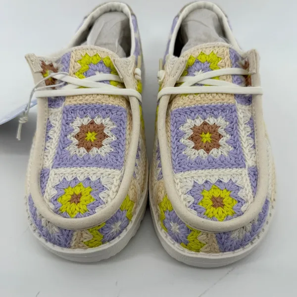Hey Dude Wendy Cottage Crochet Slip On Shoe Lavender Women‎ 6 Granny Square NWT - Image 2