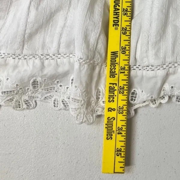 KATE & SAM Tiered Mini Dress Women‎ Size S White Eyelet Ruffle Lace Boho Summer - Image 4