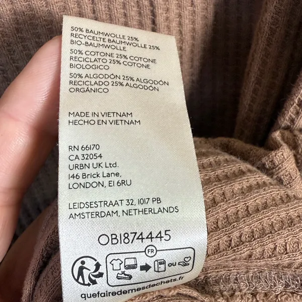 Free People We the Free Super Natural Thermal Hoodie Tan Brown W2294 Sz L - Image 9