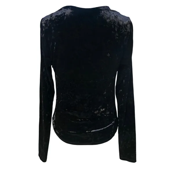 Free People 32R‎ Black Crushed Velvet Cowl Neck Long Sleeve Top OB1215106 Small - Image 4