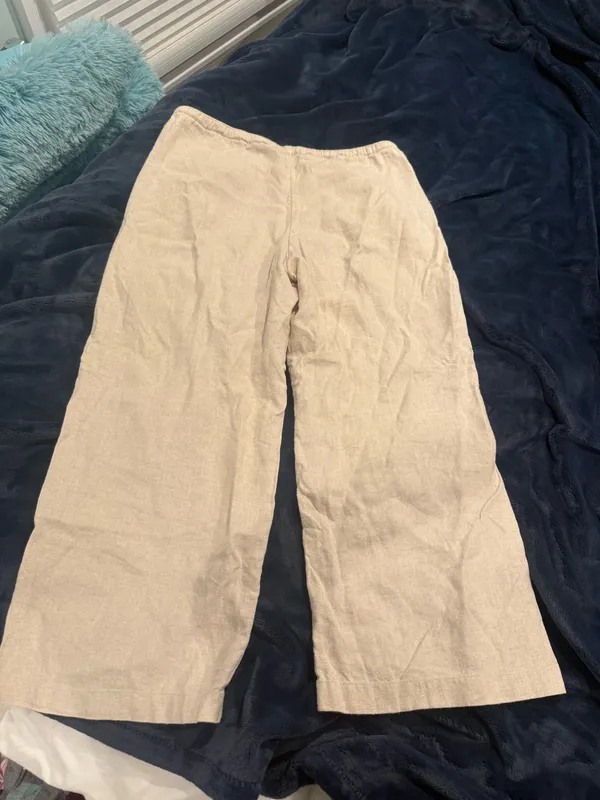 Hollister Cream Linen Pants Size S - Image 2