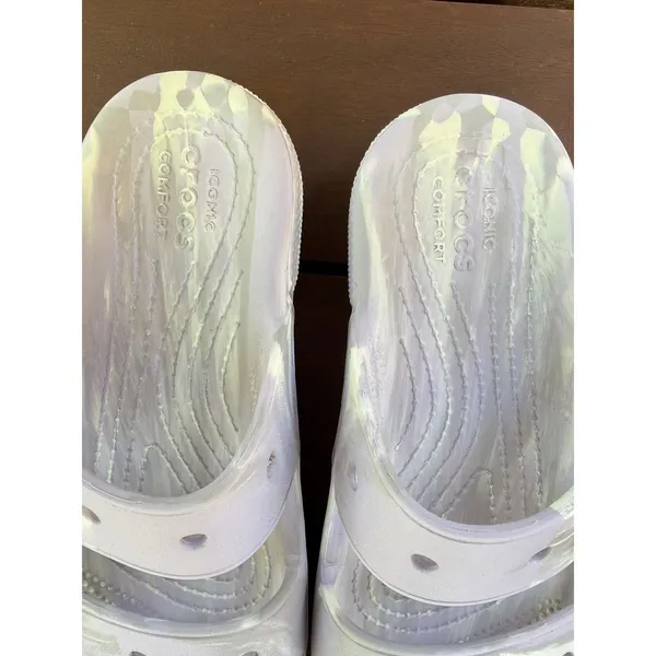 Crocs Classic Lavender Marbled Slide Sandals Iconic Comfort Purple Women Size 6 - Image 9