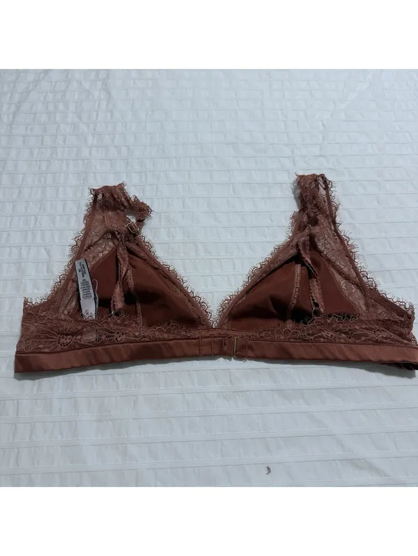 Victoria's Secret Unlined Eyelash Lace Triangle Bralette Sz M Medium Rust - Image 3
