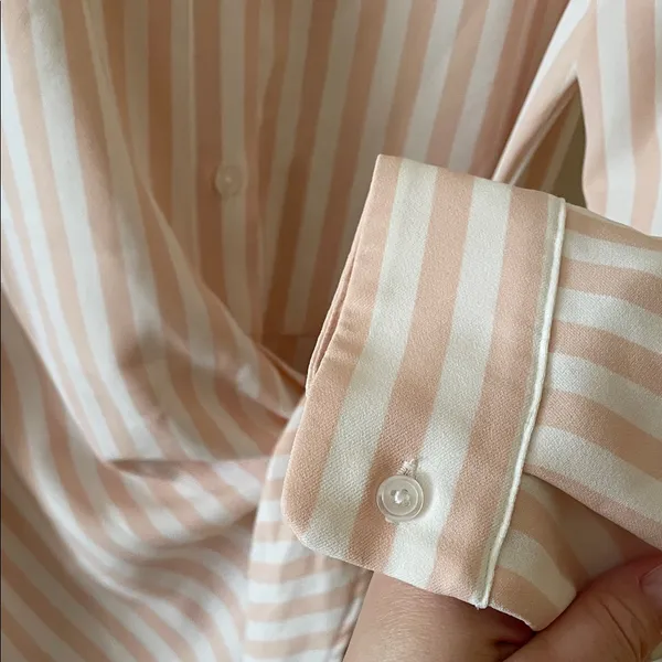 Alex Marie Cream and Blush Striped Wrap Shirt Dress - Image 10