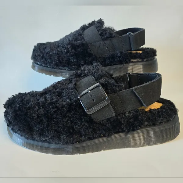 Dr. Martens Jorge II Black Borg Mules new fur shearling clogs - Image 4