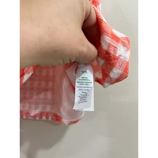 Aerie Peach Gingham Cottagecore Picnic Crop Tank Top Size XL‎ - Image 5
