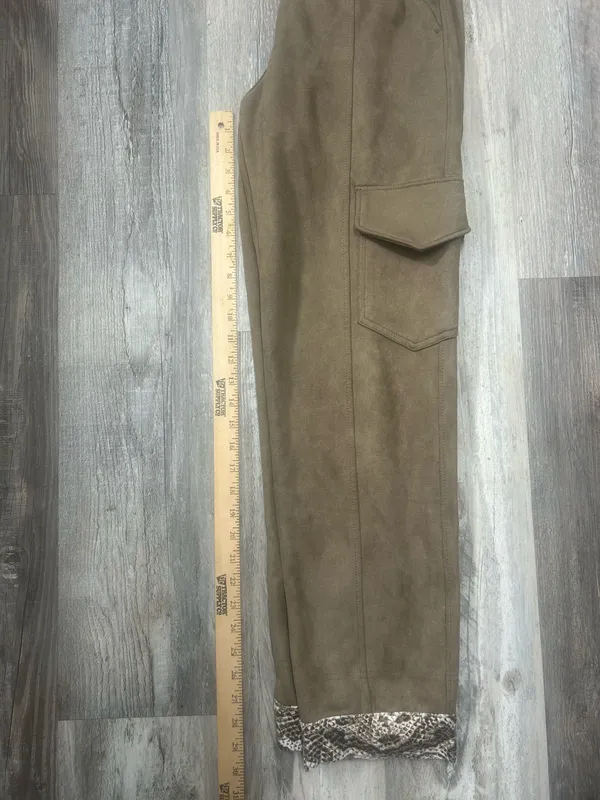 Women’s Hunter And Brown Faux Suede Brown Cargo Pants With Snakeskin Cuff Size S - Image 8