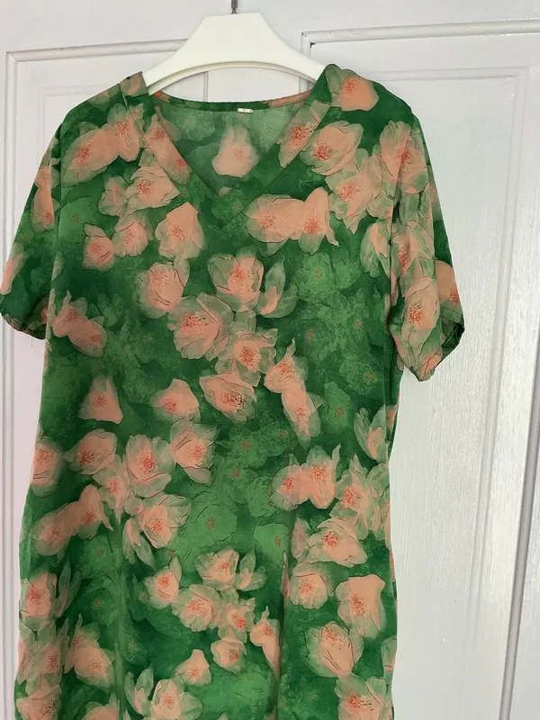 Silk Dress Green Size XL - Image 6