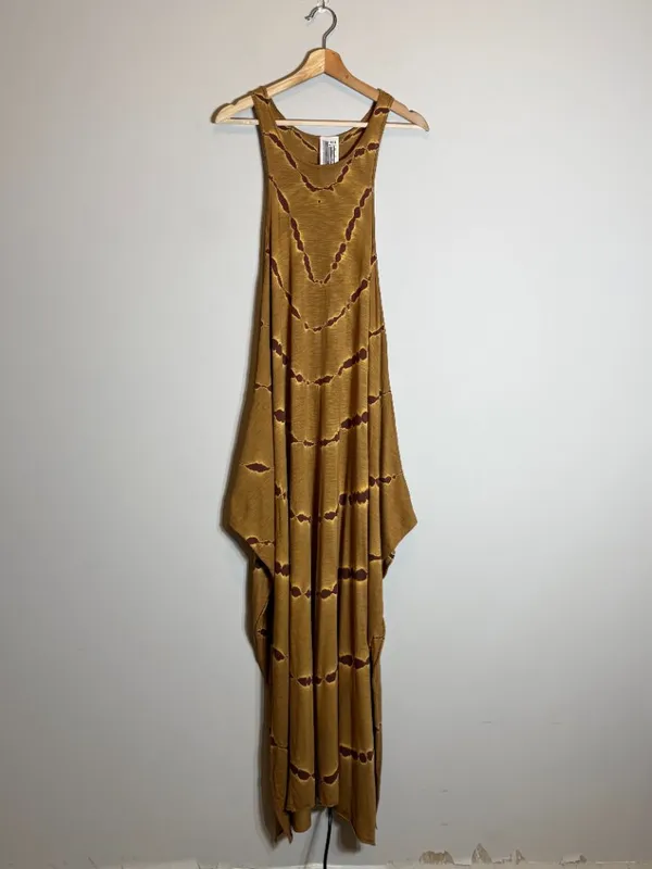 Free People Tie Dye Maxi Dress Women's Small Tan Brown Hippie Festival Boho Chic - Image 3