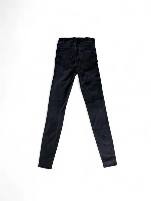 American Eagle Black Ripped Jegging 0L Super Stretch X  - Image 5