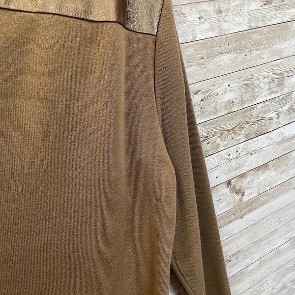 Vintage Peter Nygard Womens L Jacket Bronze Studded Leather & Knit‎ Back Sleeves - Image 6