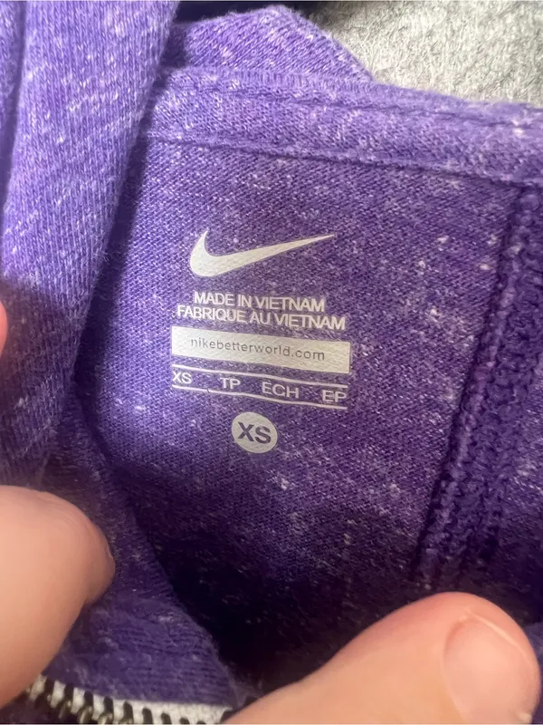 Nike Womans‎ XS LSU Purple Zip-Up Hoodie with Tiger Logo lightweight - Image 2