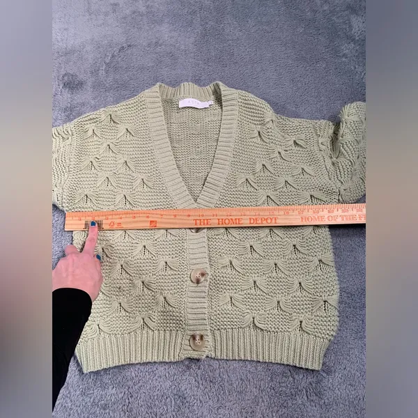 Astr the label Green Knit Cardigan Sweater small - Image 3