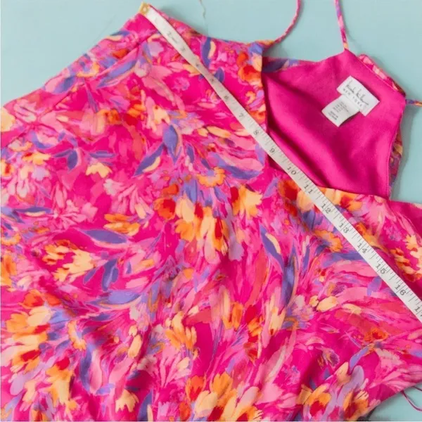 NEW Nicole Miller NY Hot Pink Floral Print Sleeveless Maxi Shift Dress Size XL - Image 7