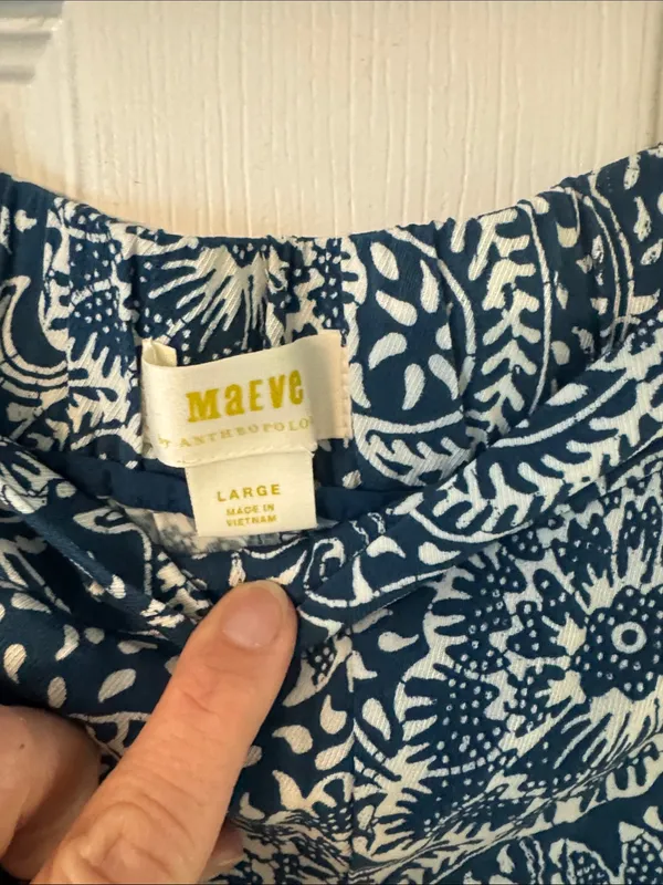 Maeve Navy and White Paisley Wide-Leg Pants - Image 3