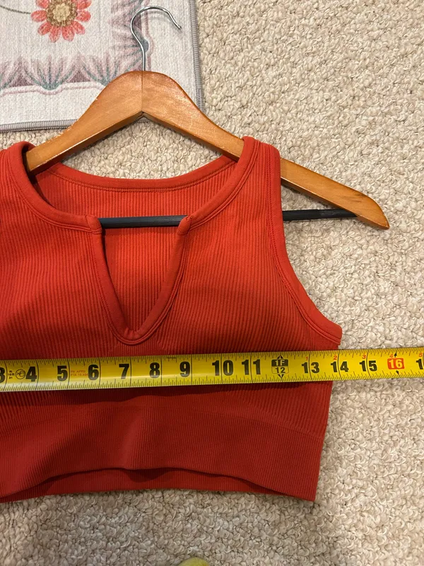 Ribbed padded sports bra Red - Image 5
