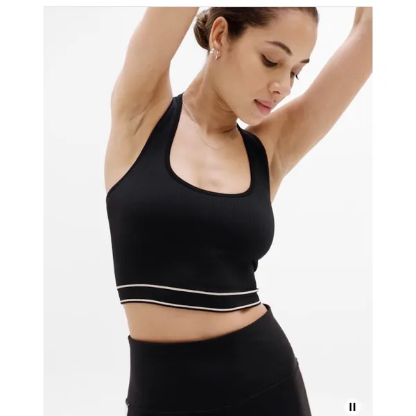 New Athleta S Recharge Rib Seamless Halter Tank Black Bone Trim Small - Image 7