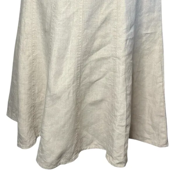 Vintage Charter Club Oatmeal Beige 100% Linen Paneled A Line Midi Skirt Coastal - Image 4