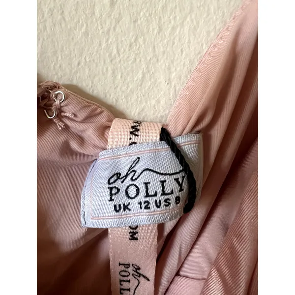 Oh Polly Clemmie Embellished Long-Sleeve Draped Mini Dress in Blush Pink Size 8 - Image 5