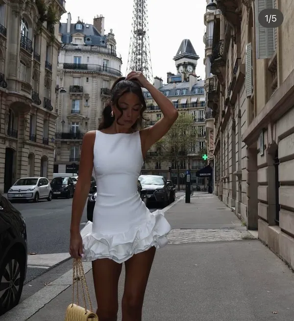 Zara dress mini white fitted bodycon with ruffled skirt party evening wedding - Image 5