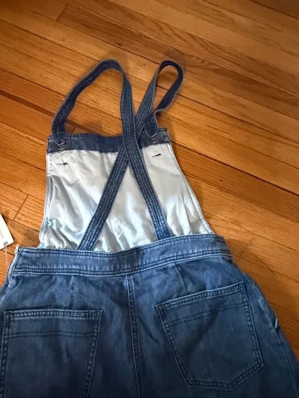 Maeve Blue Wide-Leg Denim Overalls with Crossback Straps - Image 9