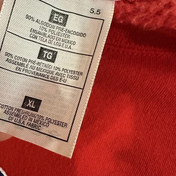 Vintage XL Sweatshirt Red‎ Long Sleeve Born in the USA Fruit of the Loom Heavy - Image 7