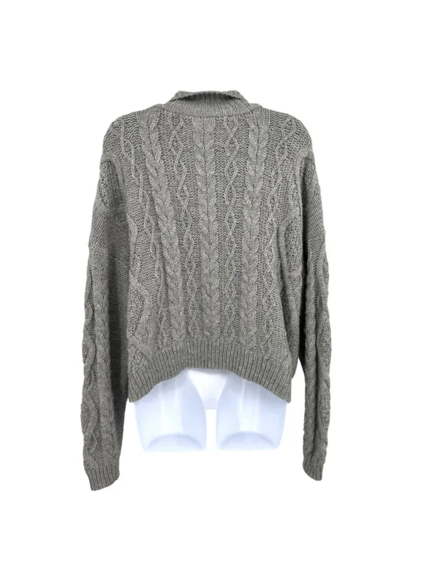 Lucky Brand Gray Cable Knit Half-Zip Pullover Sweater Womens Size Large - Image 6